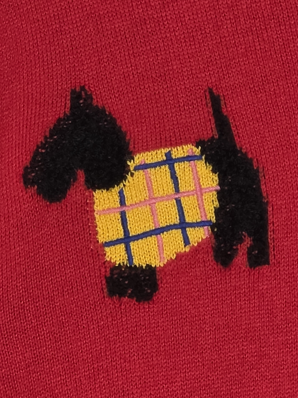 Talbots Red Black Scottie Dog Plaid Sweater Cashmere Blend Women’s XL - Picture 10 of 16